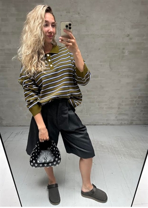 Adanne stripe polo Bluse Olive/Blue Boii Studios